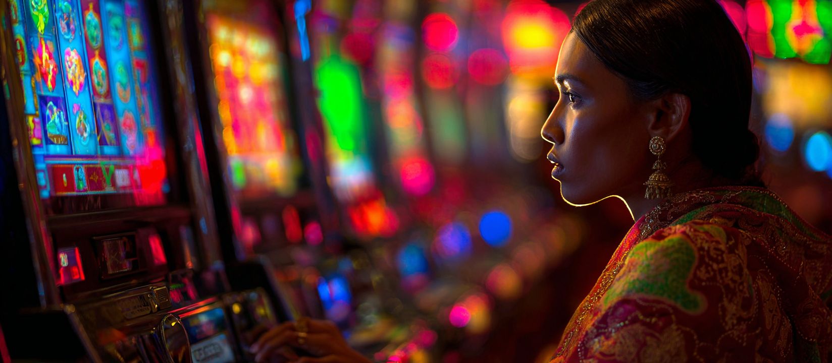 PPVLP Slots – Experience the most exciting online slot games Focused player enjoying colorful slot machines at PPVLP Slots with glowing lights all around